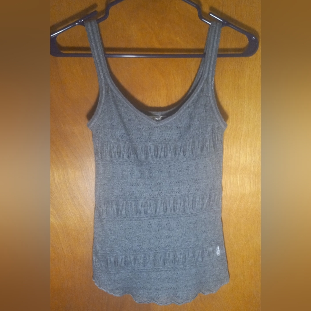 USED Aeropostale Dark Gray Lace Tank Top Medium
